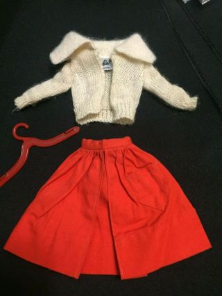 Vintage Mattel Barbie Doll 1962 Pak Red Skirt & Ivory Cardigan Sweater 3 Day