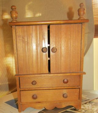 Antique Wood Doll Furniture For 6 " Doll Armoire Or Wardrobe 1900