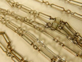 Edwardian White Gf Pocket Watch Chain Or Necklace 26 " Antique Ornate Link