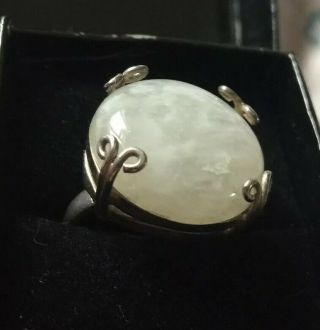 Jewellery 925 Sterling Silver Vintage Antique Ring One Of A Kind Agate 16mm Diam