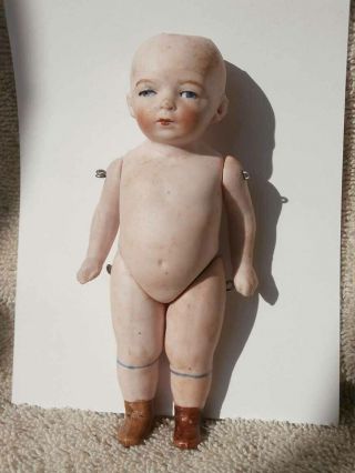 Antique German Looking All Bisque Wire Jointed 4 1/2 " Doll