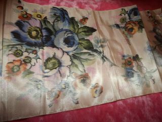 Vintage & Or Antique Silk Faille Wide Floral Ribbon / 8 X 29 " Long