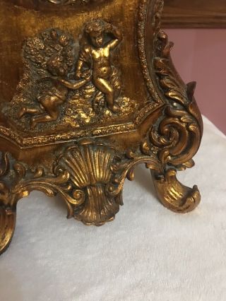 ANTIQUE ART NOVEAU FRENCH MANTEL GOLD CLOCK 24” HEIGHT 4
