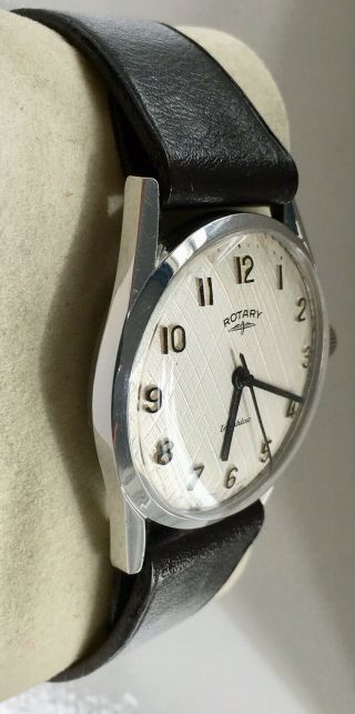 Vintage Swiss Made Hand Wound Rotary Mechanical Watch With Textured Dial 2