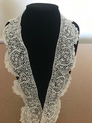 Gorgeous Crochet Lace Edging 32 " By 2 1/8 " - Very Fine Linen Thread