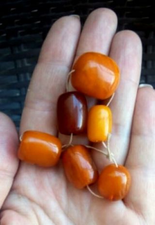 Old Baltic Amber Beads Toffee Yolk Antique Amber Stone 波羅的海琥珀