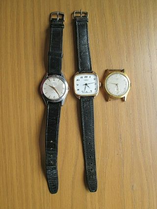3 X Vintage Oris 17 Jewel,  15 Gents Watches For Spares Repair