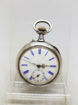 Antique Continental Silver Mid Size Pocket Watch C1900 Ref591
