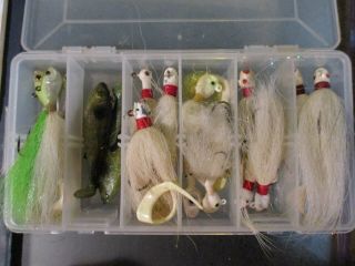 Small Plano Plastic Box With 19 Saltwater Fishing Lures & Jigs