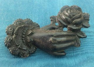 Antique Victorian Mourning Hand Brooch Pin