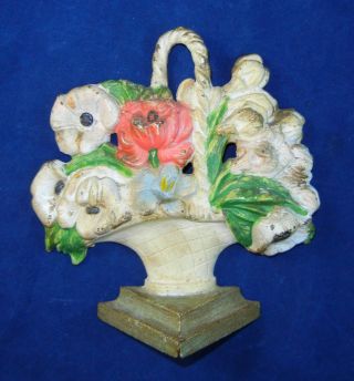 Antique Hubley Cast Iron Doorstop Flower Basket 481