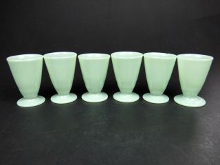 Peking Glass Set 6 Opaque Green Wine Glasses Antique Victorian Edwardian China