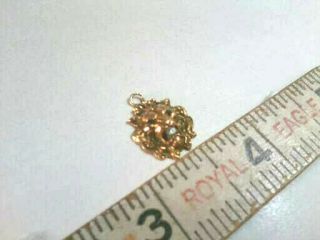 Antique Victorian Edwardian Gold Filled Lion Charm With Rhinestone