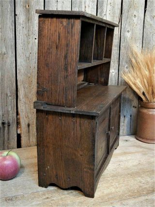 Antique Oak Child ' s Hutch Cupboard Stepback 1920 ' s Cass Toy ' s AAFA 5