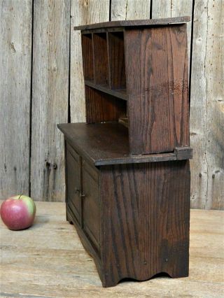 Antique Oak Child ' s Hutch Cupboard Stepback 1920 ' s Cass Toy ' s AAFA 6