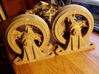 Antique Vintage Industrial Set G.  P.  Clark Co.  (2) Cast Iron Wheels 6 1/2”