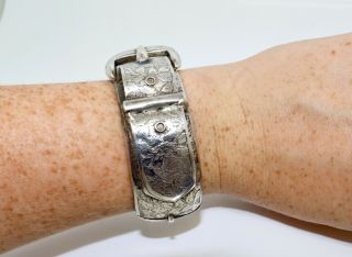 A Antique Victorian C1884 Sterling Silver 925 Buckle Bangle 13995