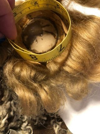 Sweet Antique Dark Blonde Mohair Doll Wig & Caracul Wool Hat 7