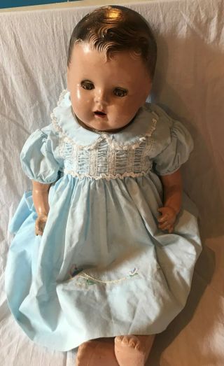 Vintage 26 " Unmarked Composition & Cloth Baby Doll Sleep Eyes Open Mouth