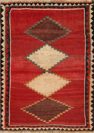 Persian Gabbeh 4x5 Wool Hand - Knotted Geometric Oriental Area Rug 5 