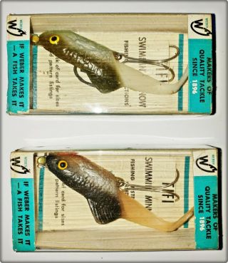 2 Tough Vintage Weber Fifi Minnow Lures Shiner & Chub In Boxes 2