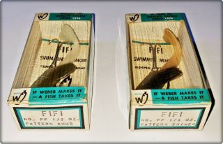 2 Tough Vintage Weber Fifi Minnow Lures Shiner & Chub In Boxes 3