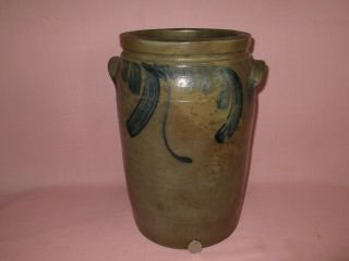 Antique 19th C Stoneware Decorated 3 Gallon Maryland Virginia Crock 14 "