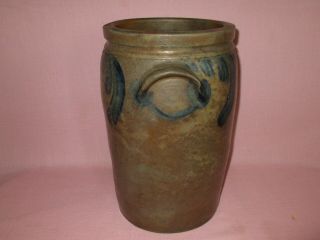 Antique 19th C Stoneware Decorated 3 Gallon Maryland Virginia Crock 14 