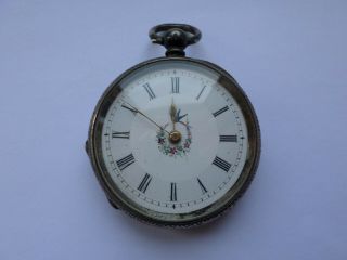 Antique 935 (sterling) Silver Cased Ladies Pocket Watch For Repair