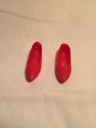 Vtg Barbie Shoes Squishy Red Flats 60s Japan (28)