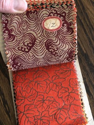 Antique 1920 ' s Japanese Brocade Silk & Metallic Kimono Obi Fabric Sample Book 3