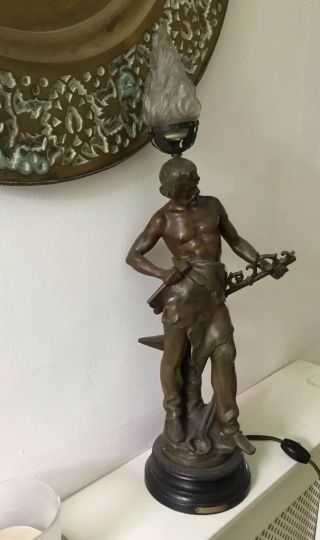 A 19th Century Spelter Figure Lamp
