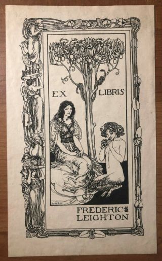 Antique Frederic Leighton British Bookplate Ex Libris - Greek Gods Mythology