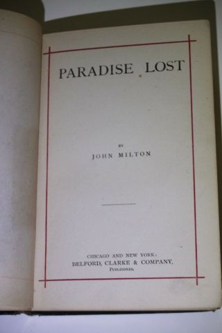 Paradise Lost John Milton Vintage Antique Book Belford,  Clarke & Co Publishers 5