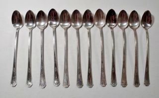 Set Of 12 Vintage Oneida Wm Rogers Silver Plate Ice Tea Spoons
