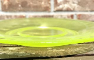Antique 9.  5” Fenton Yellow Topaz Stretch Glass Under - Plate GLOWS NEON GREEN 3