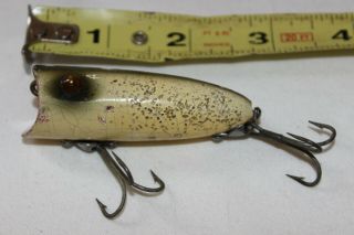 Vintage Heddon Baby Lucky 13 Wood Fishing Lure Glass Tack Eyes