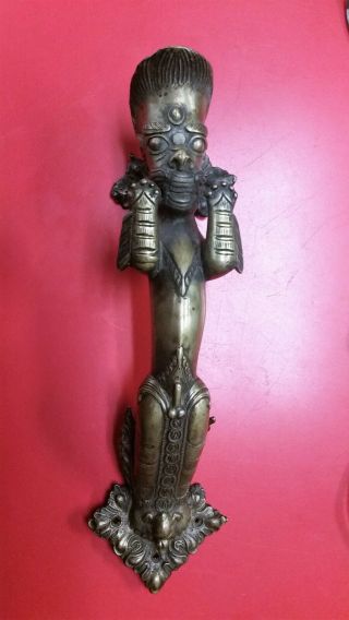 Antique Southeast Asian Thai Brass Figural Beast Door Pull Handle