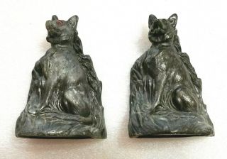 Antique Bronze German Shepard Dog Bookends - Pair,  Metal.  Patina,  5 " Tall