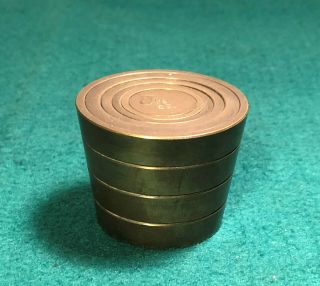 Set Of 6 Antique Brass Nesting Bucket / Cup Weights To 8oz Apothecary Hallmarks