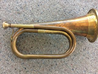 Antique Vintage Bugle With Mouthpiece Attached