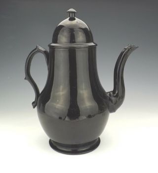 Antique 18th C English Pottery - Black Glazed Georgian Coffee Pot