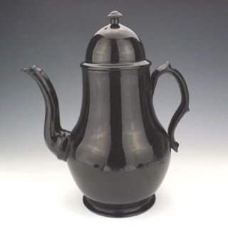 Antique 18th C English Pottery - Black Glazed Georgian Coffee Pot 3