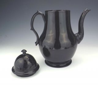 Antique 18th C English Pottery - Black Glazed Georgian Coffee Pot 5