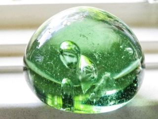 Antique Glass Paperweight - Pale Green Glass With Controlled Bubbles C.  1910