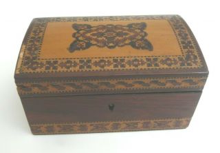 Victorian Tunbridge Ware Marquetry Wooden Box - In Need Of Minor Restoration