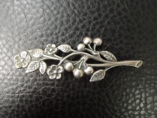 Antique Art Deco Flowers Sterling Silver Pin Brooch