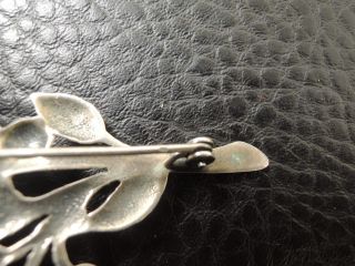 Antique ART DECO Flowers STERLING SILVER Pin Brooch 2
