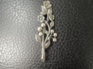 Antique ART DECO Flowers STERLING SILVER Pin Brooch 3