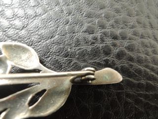 Antique ART DECO Flowers STERLING SILVER Pin Brooch 4